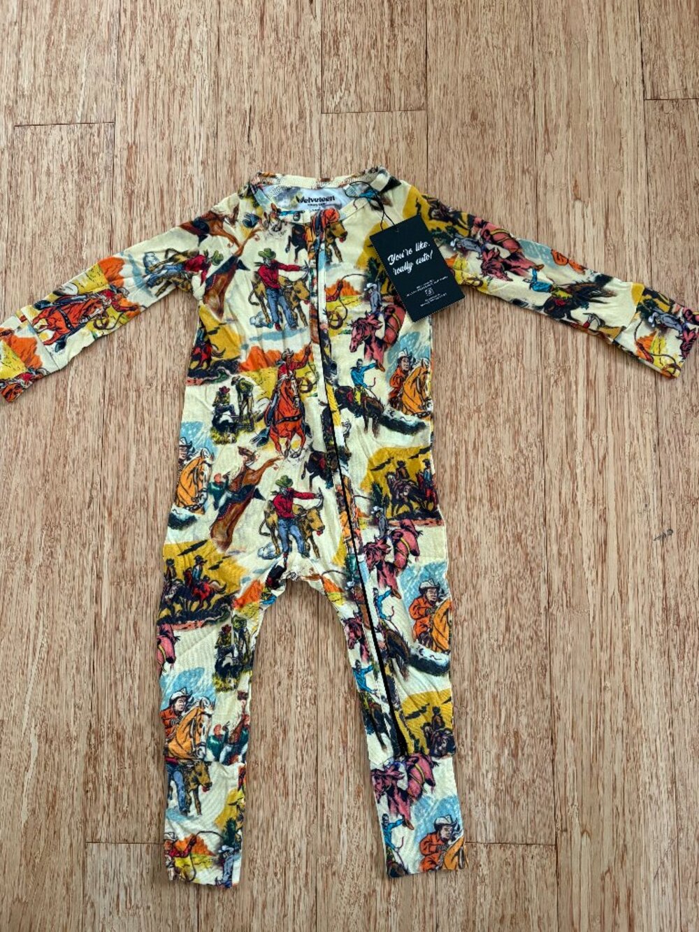 NWT Rodeo Velveteen Bunny Knots Zip Pajamas 3-6 Arizona